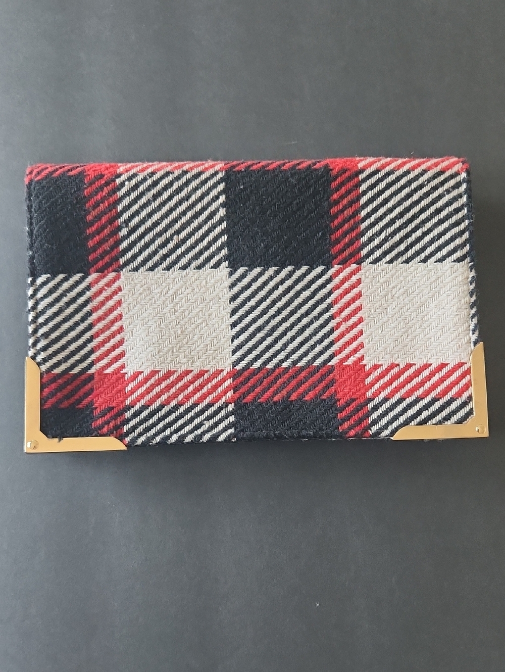 Shiraleah Black Cream Red Tartan Design Satin-Lined Clutch